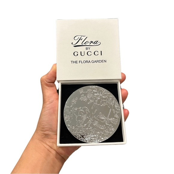 Gucci Accessories - Gucci Silver Flora Compact Mirror